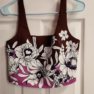 Express Floral Crop Top in Brown and Purple